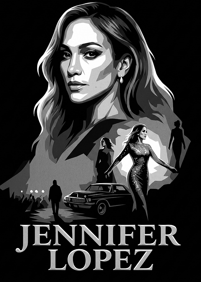 Jennifer Lopez Black and White Poster