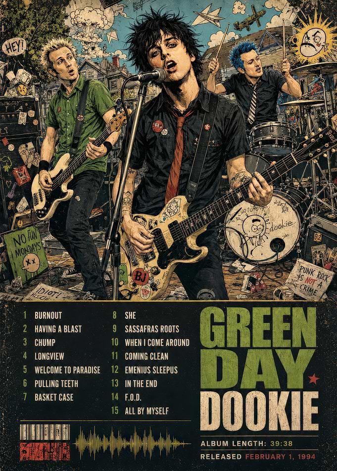 Green Day Dookie Album Art Poster