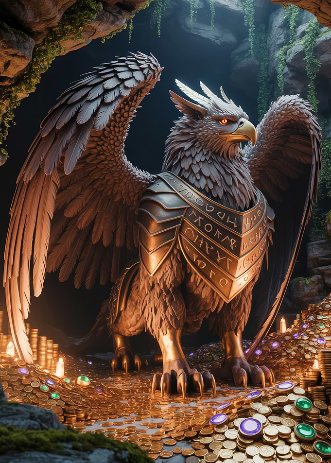 Armored Guardian Eagle in a Treasure Cave