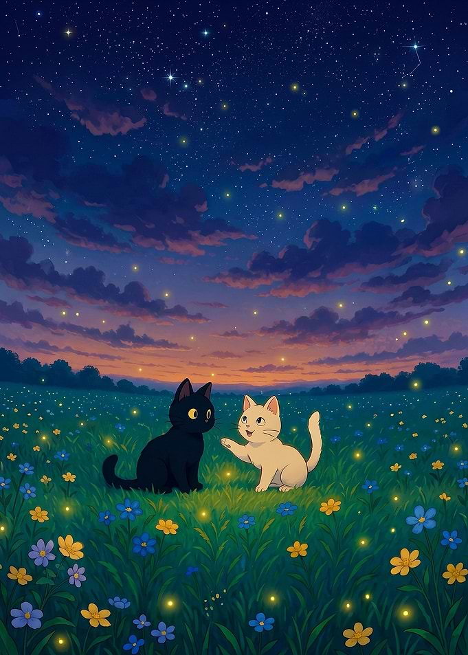 Two Cats in a Magical Meadow