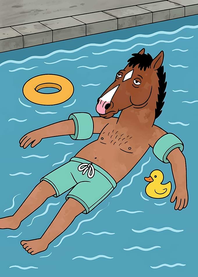 BoJack Horseman Floating in Pool
