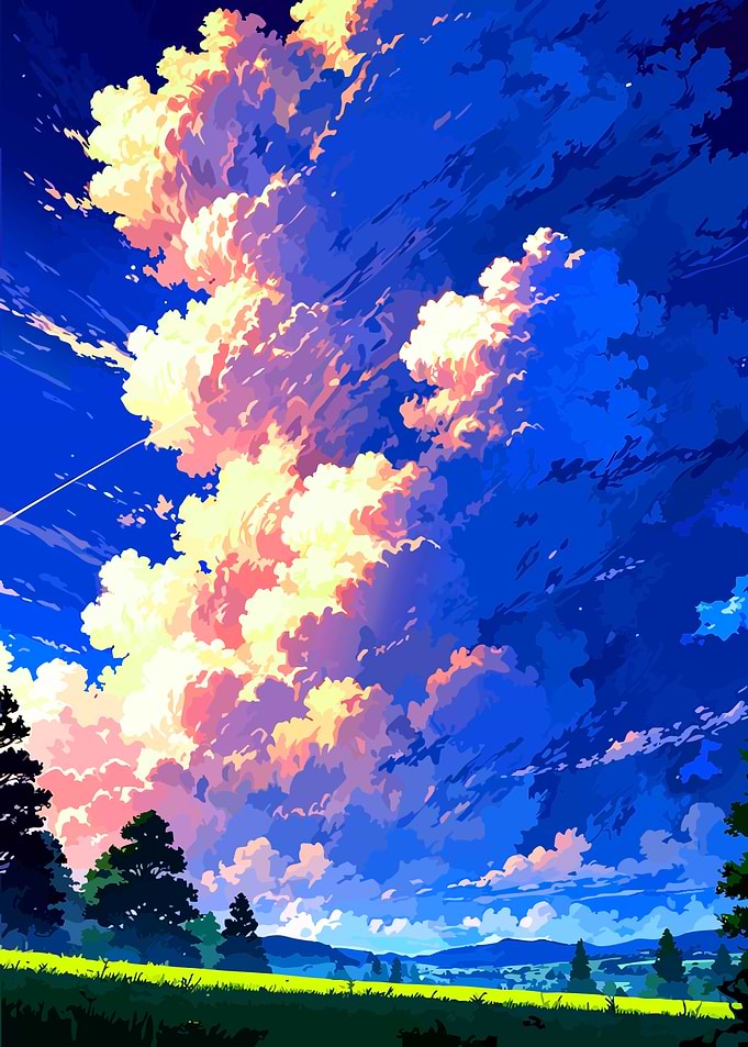Vibrant Anime Style Summer Sky