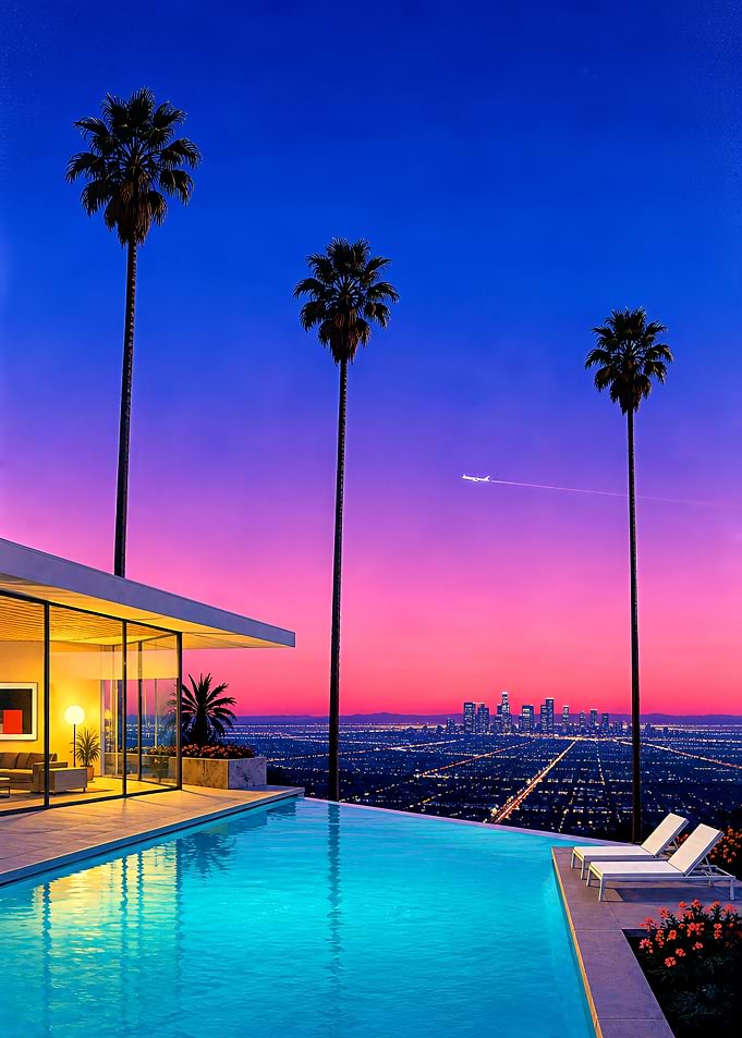 Los Angeles Sunset Infinity Pool View