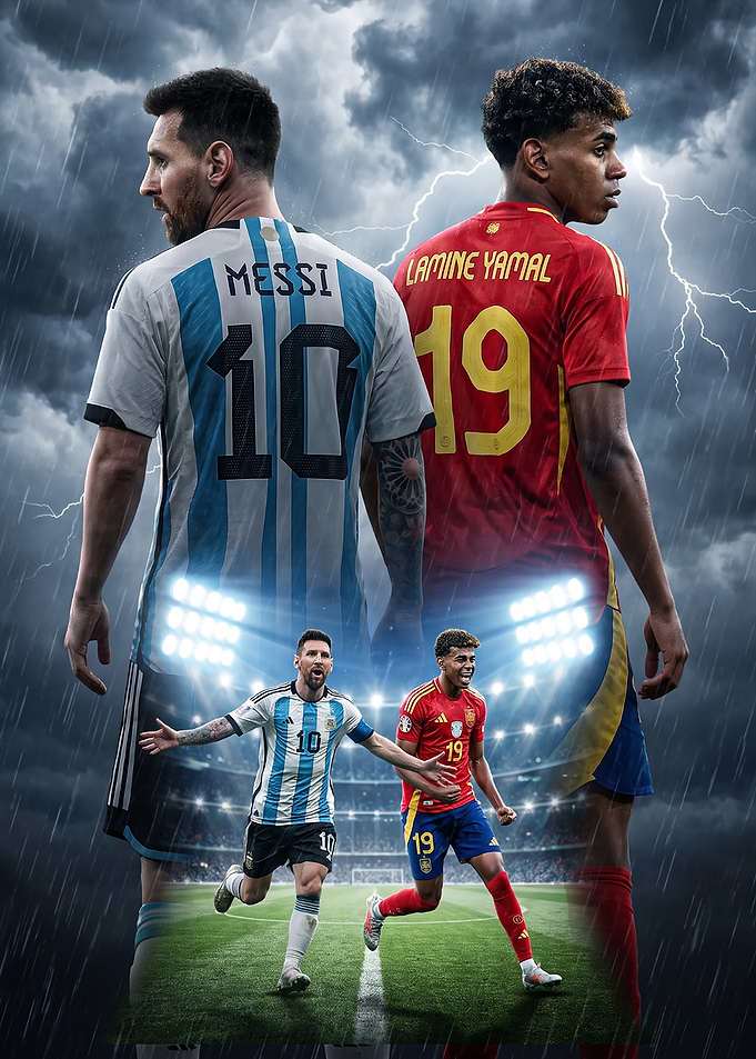 Lionel Messi and Lamine Yamal Poster