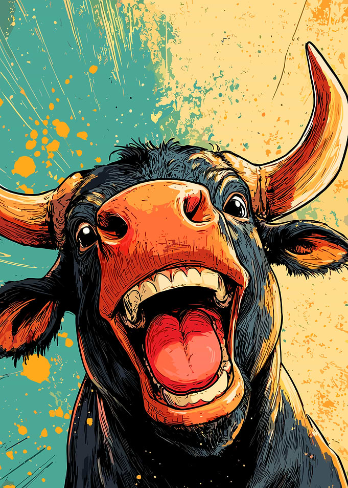 Laughing Bull Pop Art Portrait