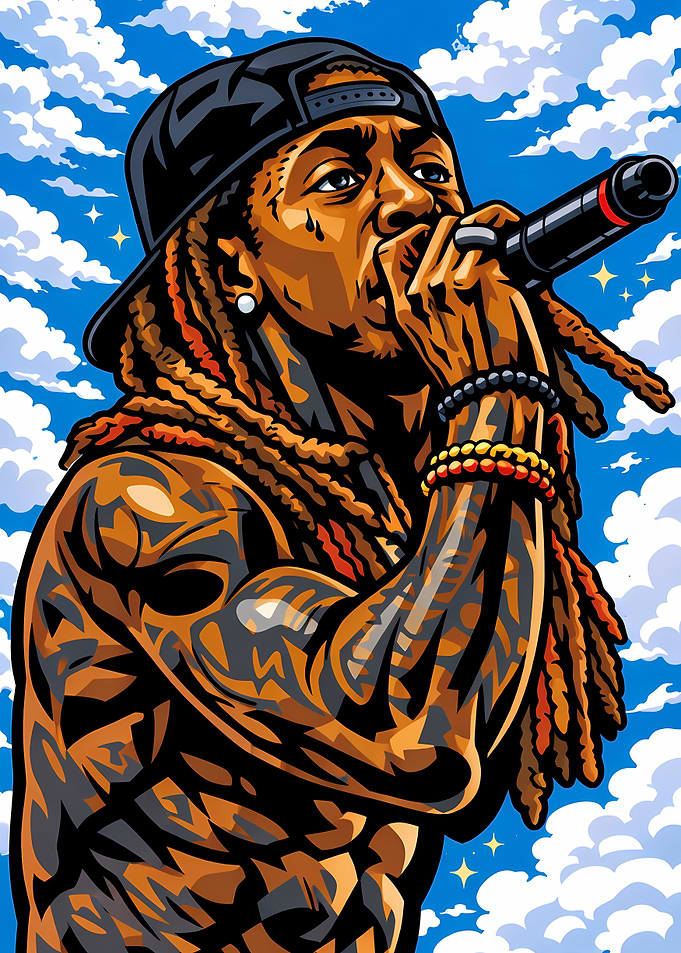Lil Wayne Rap Performance Illustration