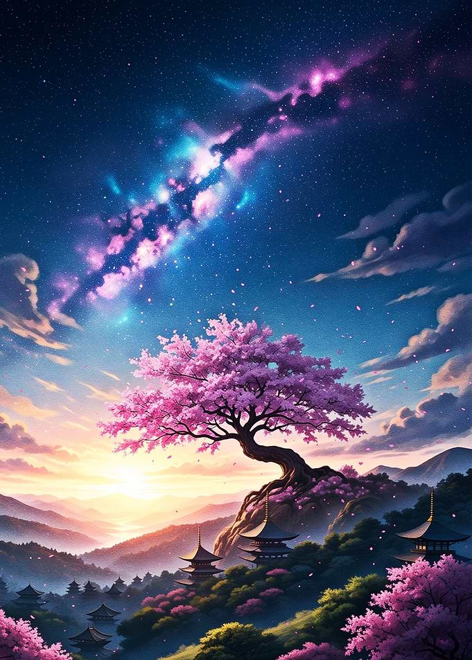 Cosmic Cherry Blossom Tree