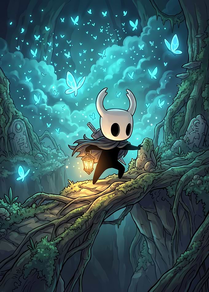 Hollow Knight Exploring Glowing Forest