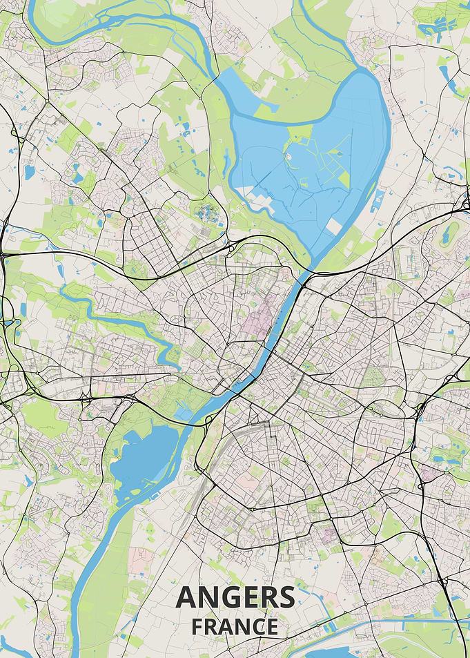 Angers France City Map Poster
