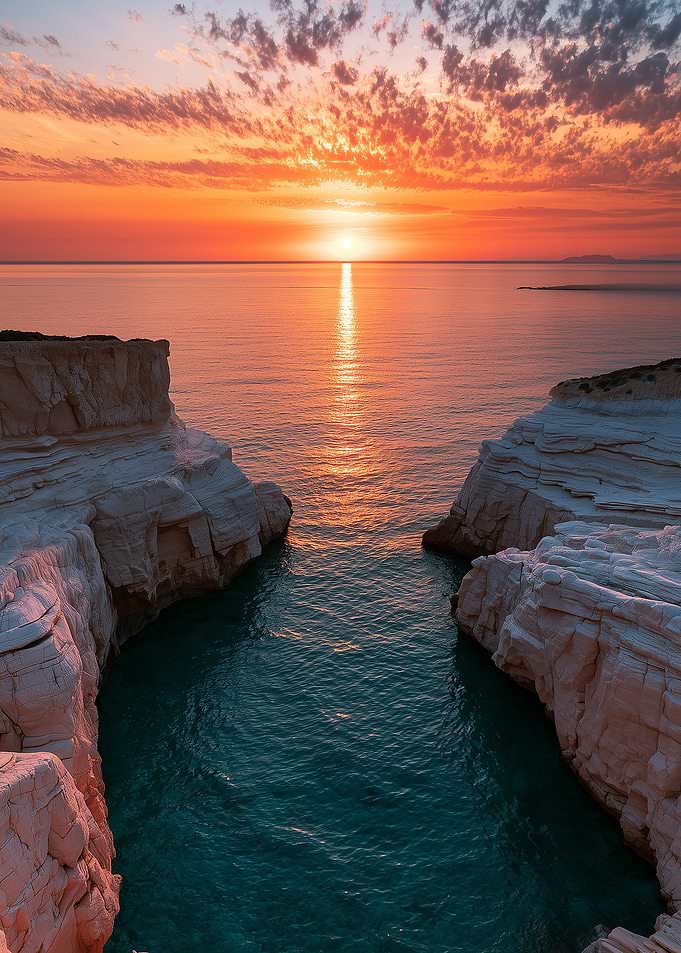 Stunning Sunset Over Rocky Sea Cove