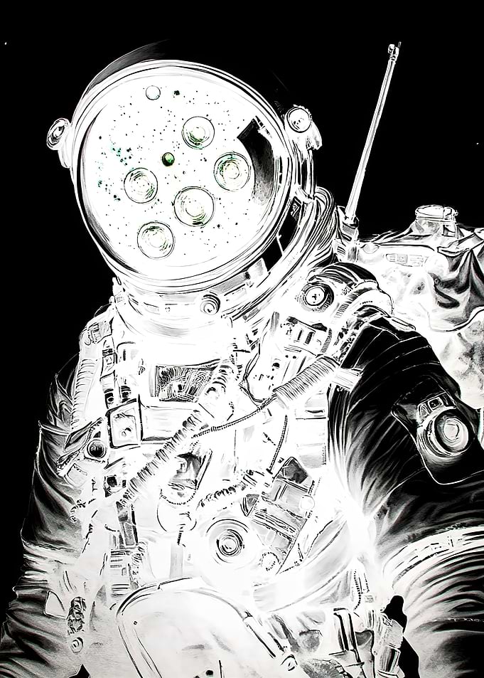 Inverted Monochrome Astronaut Portrait