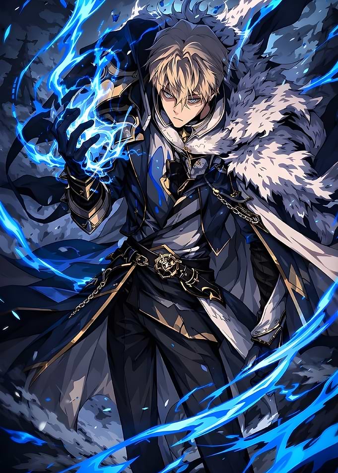 Anime Warrior with Blue Magic