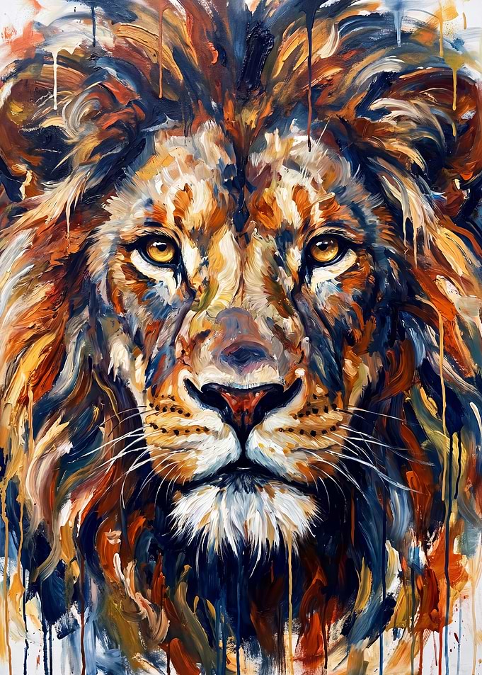 Abstract Oil Painting of a Lion