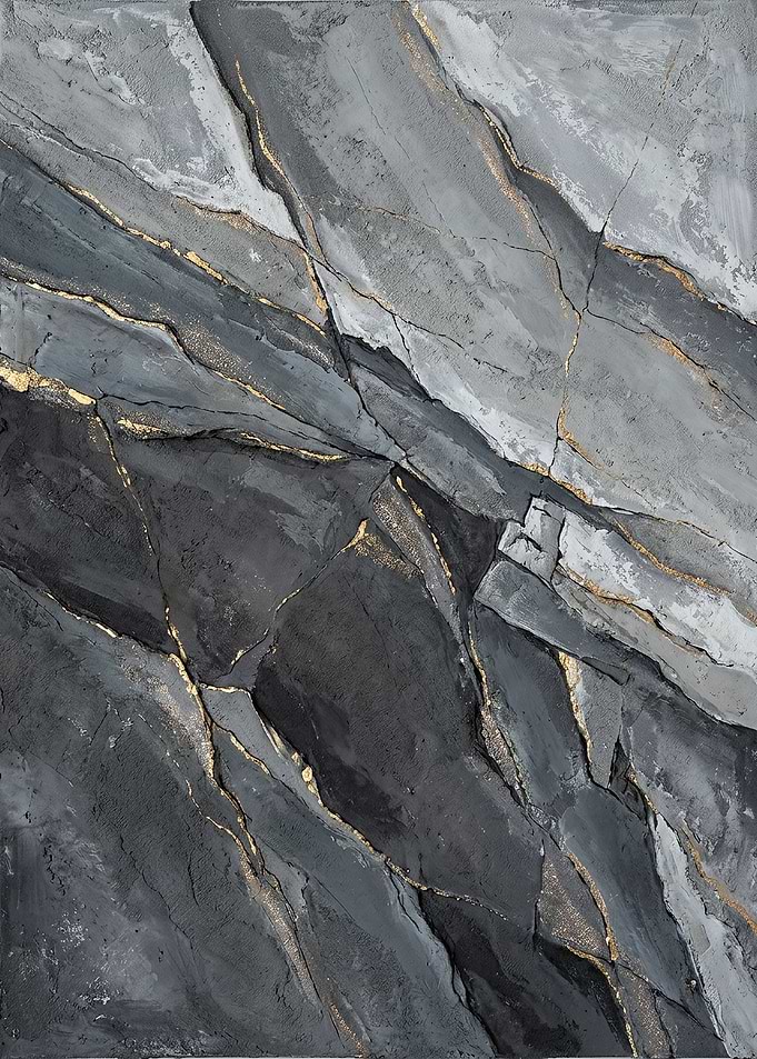 Graphite Mountain Strata Gold Leaf Art
