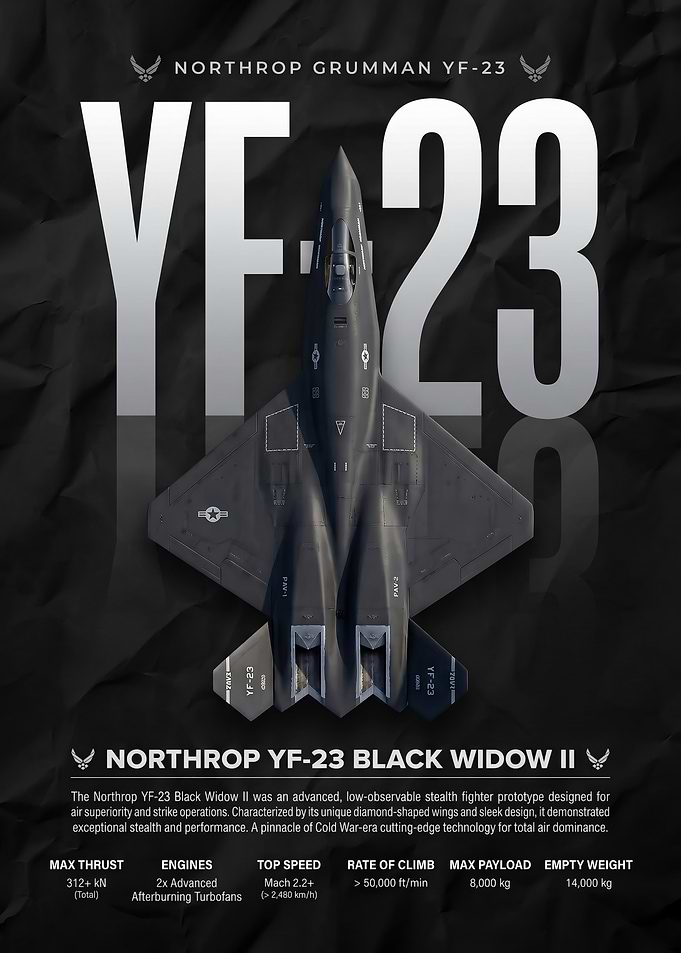 black Northrop YF-23 Black Widow II Poster
