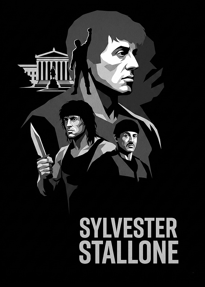 Sylvester Stallone Iconic Movie Roles Poster