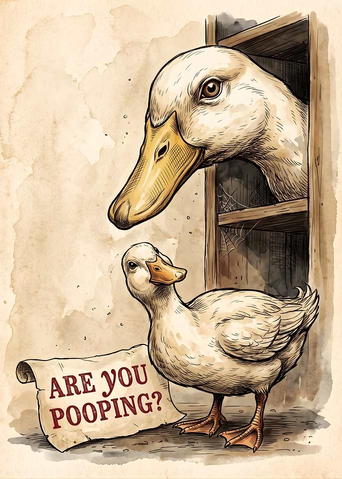 Funny Duck Bathroom Sign Illustration