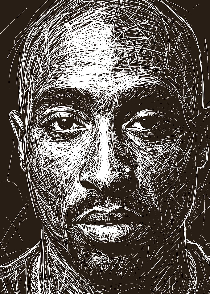 Tupac Shakur Scribble Art Portrait