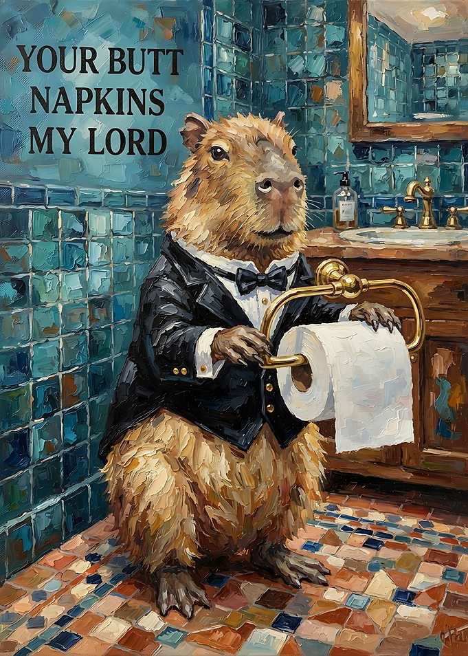 Capybara Butler Offering Toilet Paper