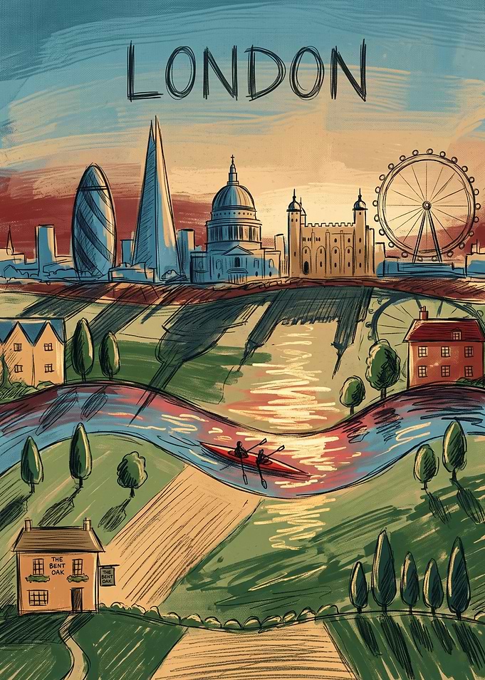 Artistic London Skyline Travel Poster