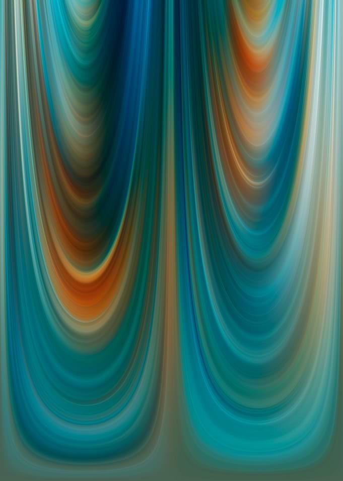 Abstract Teal and Orange Flowing Curves