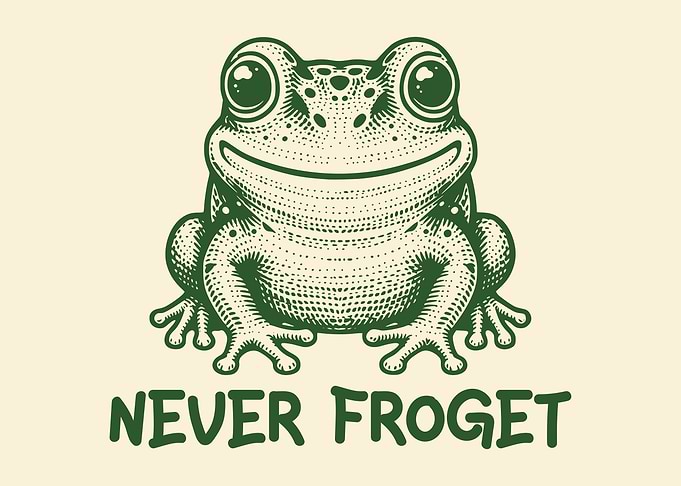Never Froget Funny Frog Pun Froggy Humor