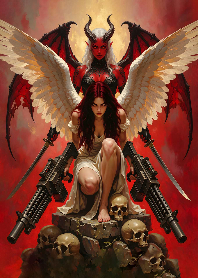 Angel and Demon Warrior Duo