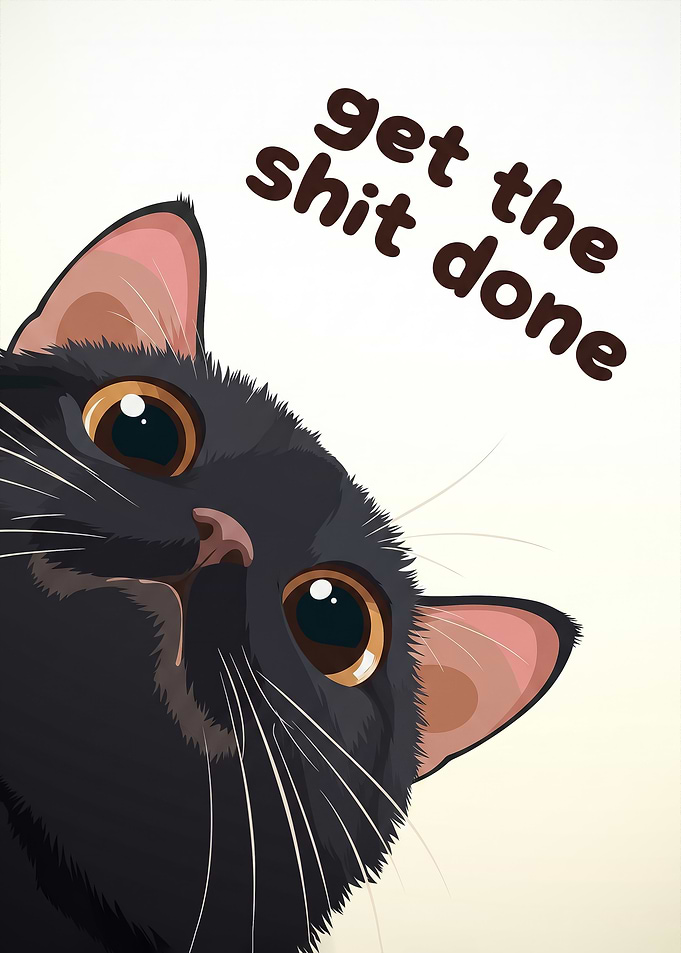 Motivational Black Cat WC Poster