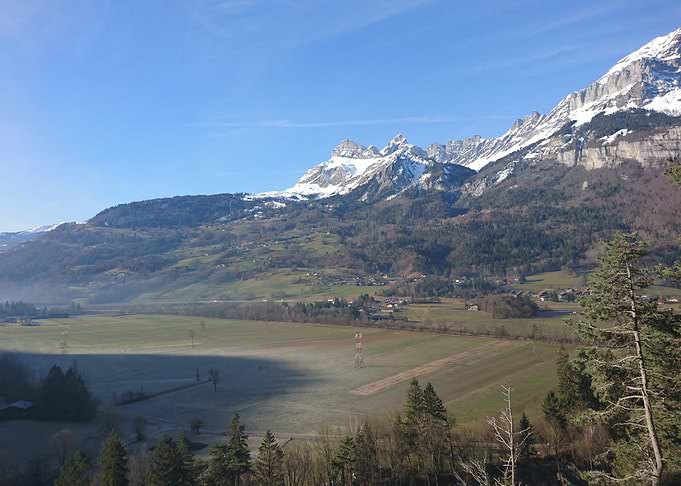 Snowy Alpine Valley Landscape