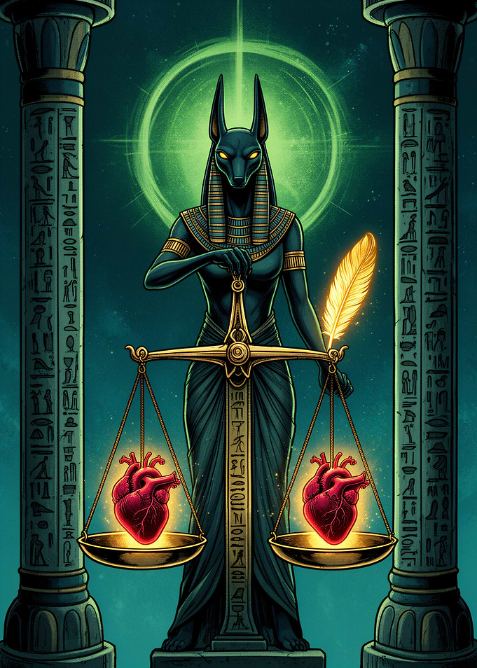 Anubis Weighing Hearts Egyptian Mythology Art