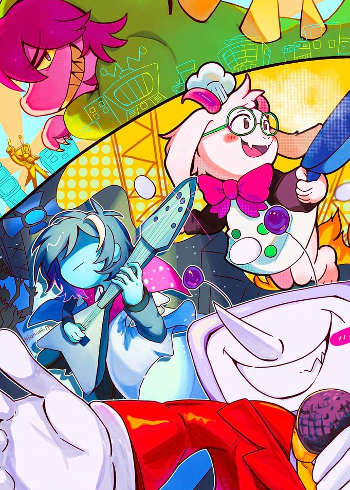 Deltarune Characters Performing Music Art