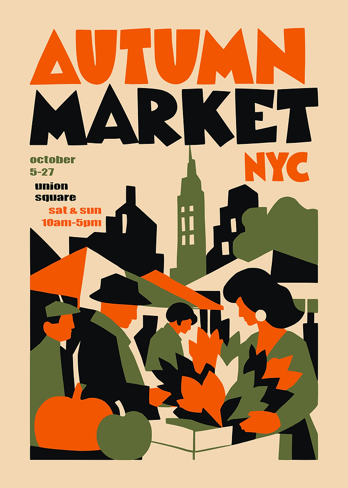 Autumn Market NYC Vintage Poster