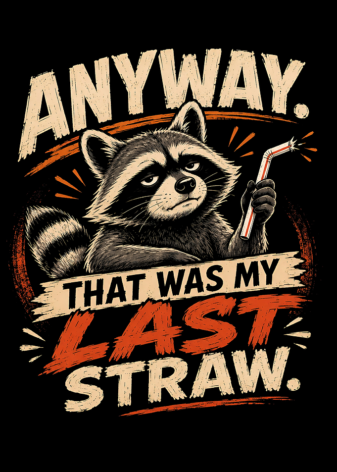Funny Raccoon Last Straw Graphic