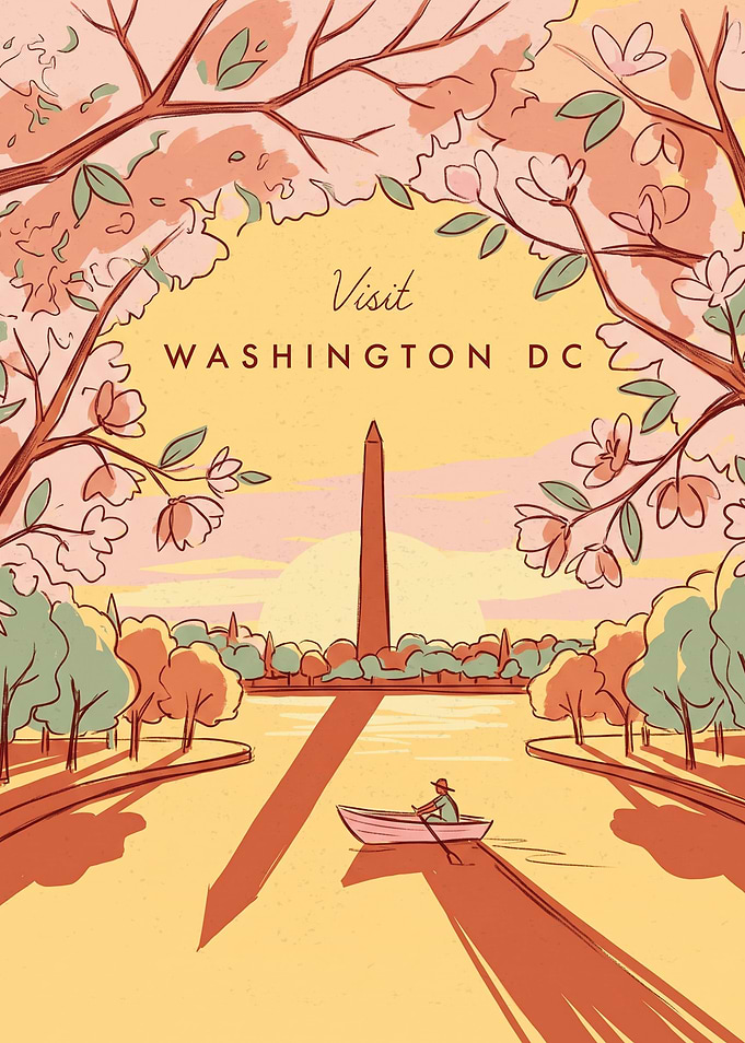 Visit Washington DC Cherry Blossom Poster
