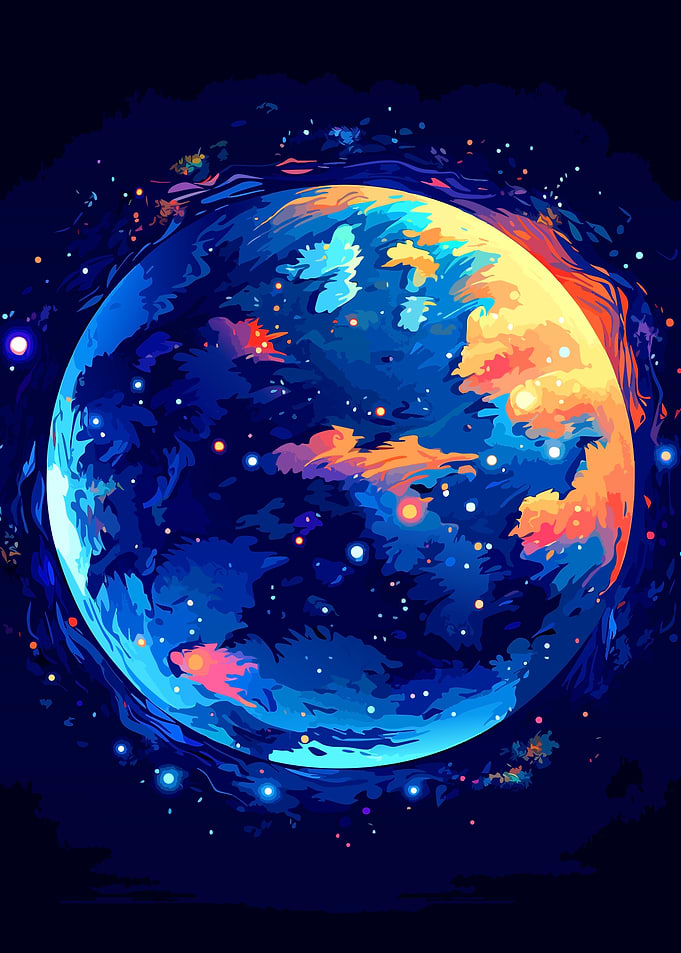 Vibrant Abstract Planet in Space