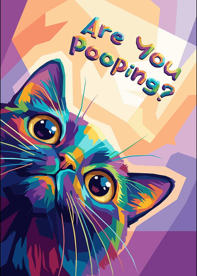 Colorful Pop Art Cat Poster Are You Pooping?