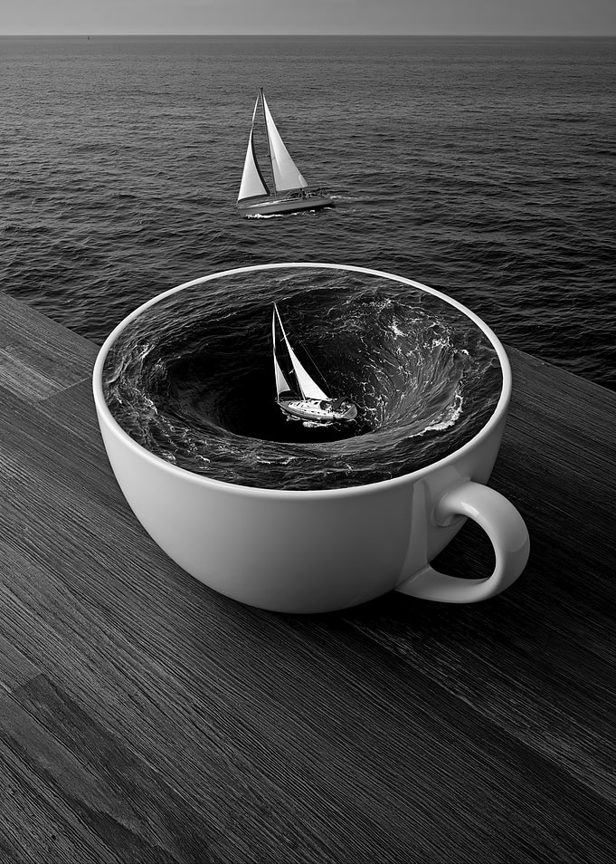 Sailboat in a Coffee Cup Whirlpool