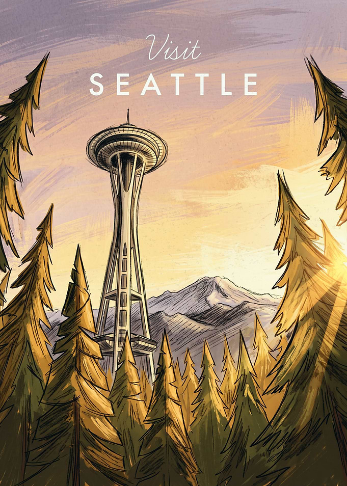 Visit Seattle Travel Poster