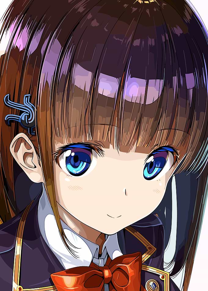 Anime Girl with Bright Blue Eyes