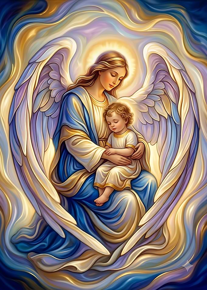 Guardian Angel Holding a Child