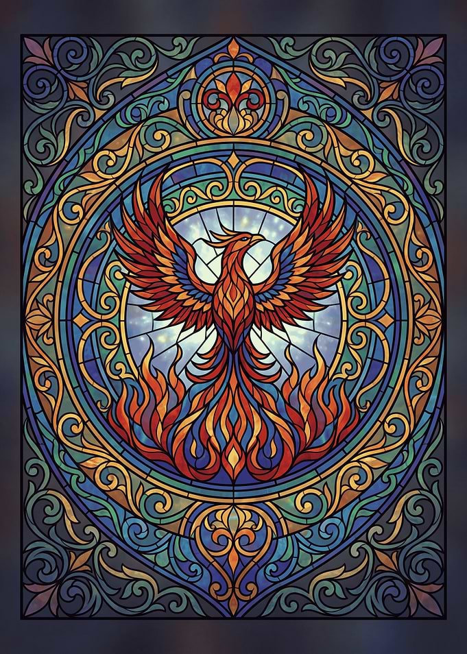 Stained Glass Phoenix Art