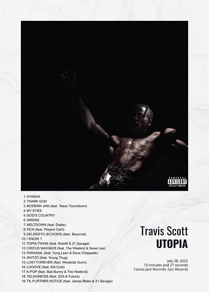 Travis Scott Utopia Album Tracklist Poster