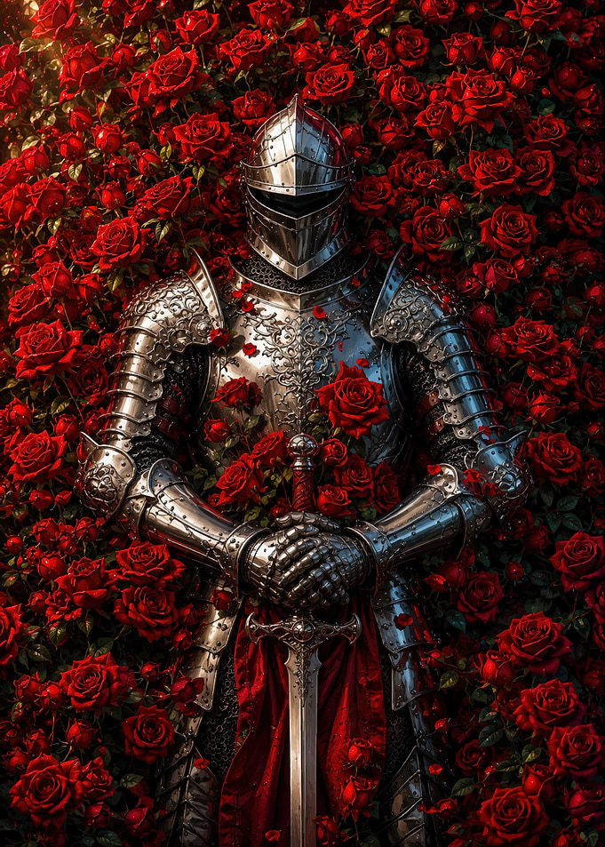 Knight in Shining Armor Among Roses
