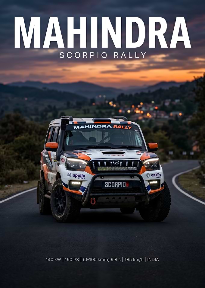 Mahindra Scorpio Rally Car Poster