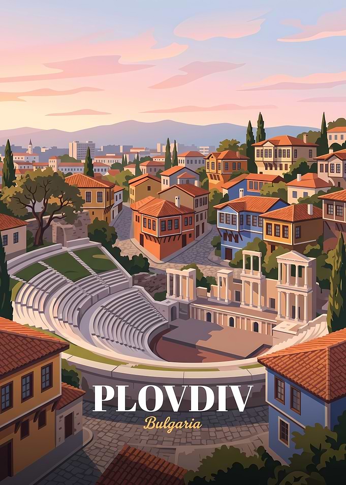 Plovdiv Bulgaria Travel Poster
