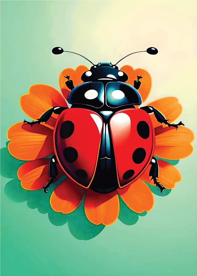 Ladybug Resting on Orange Flower