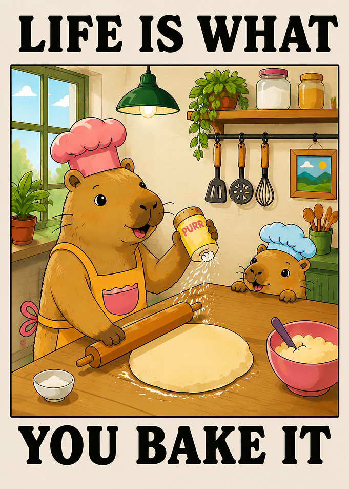 Capybara Baking Kitchen Poster