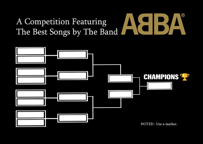 ABBA Song Competition Tournament Bracket