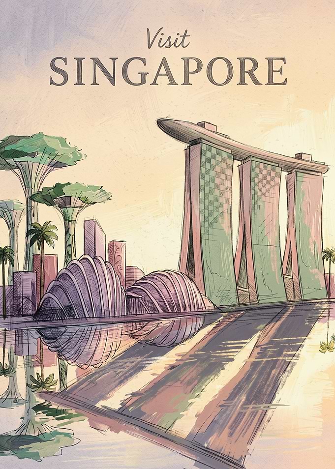 Visit Singapore Travel Poster Art