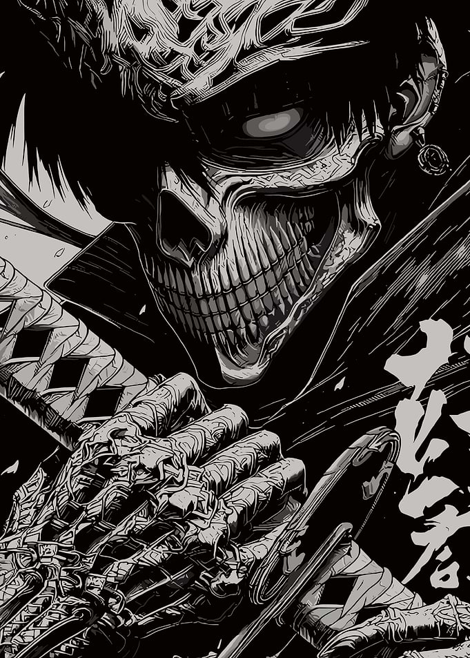Dark Samurai Skeleton Warrior Illustration